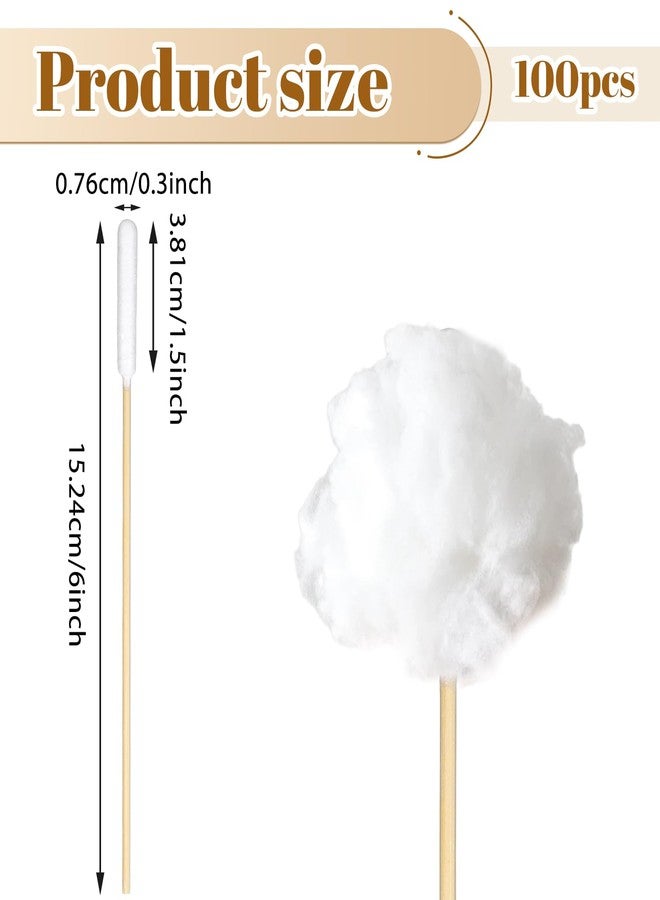 Alrhso Long Cotton Swab for Dogs Ears, 100 Pcs 6 Inch Long Large Professional Bamboo Handle Swab for Dog Ear Cleaning, Wound Care, Tear Stain Removal - Image 2